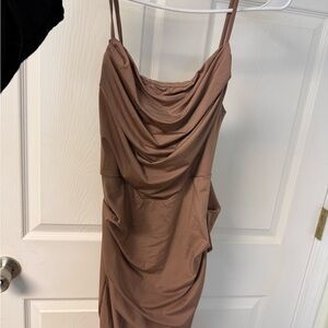 Elegant Brown Draped Dress